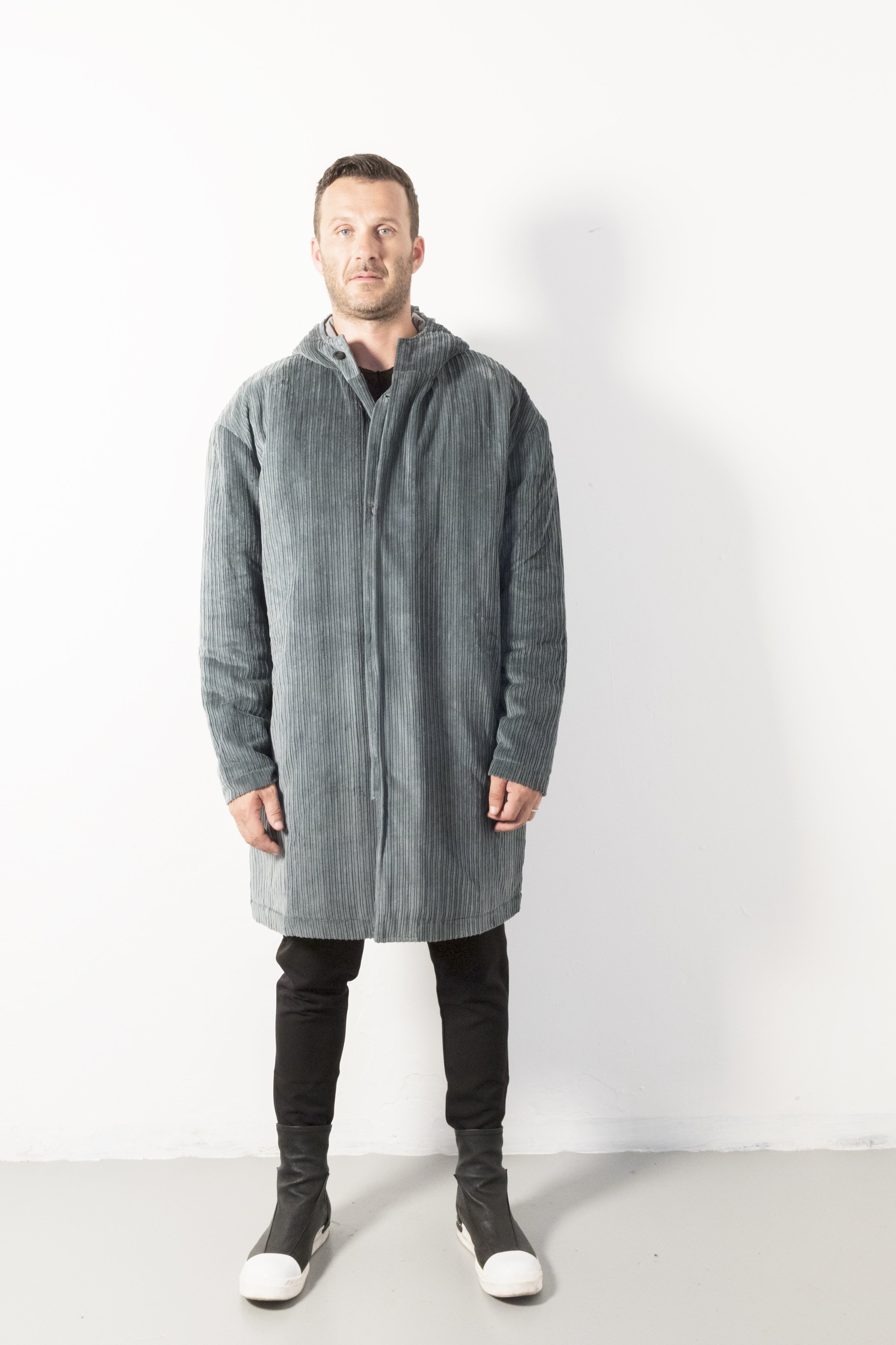 Velvet hoodie long coat - Natural Born Humans Store