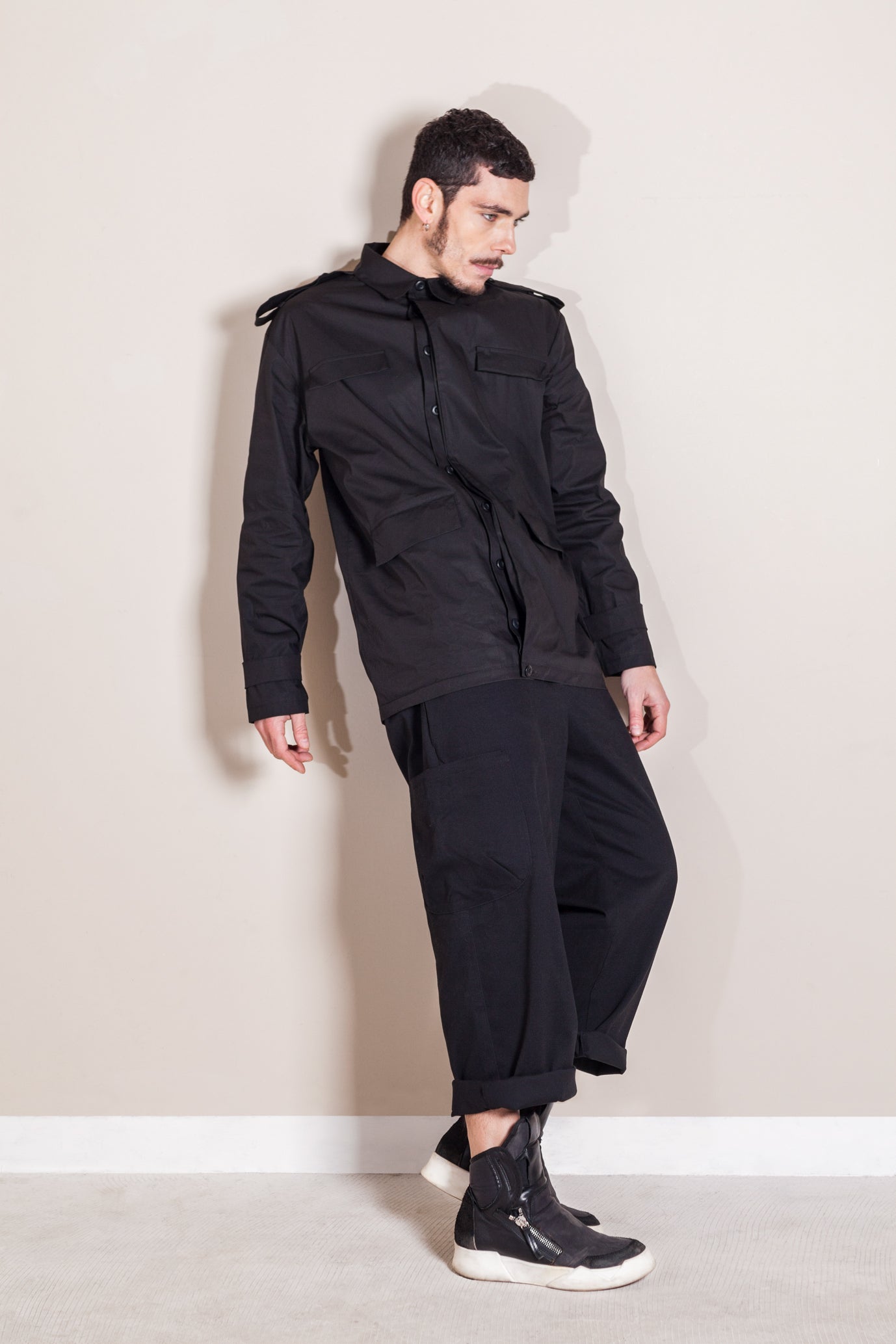 Waterproof Waxed Canvas Epaulettes short jacket - Natural Born Humans Store