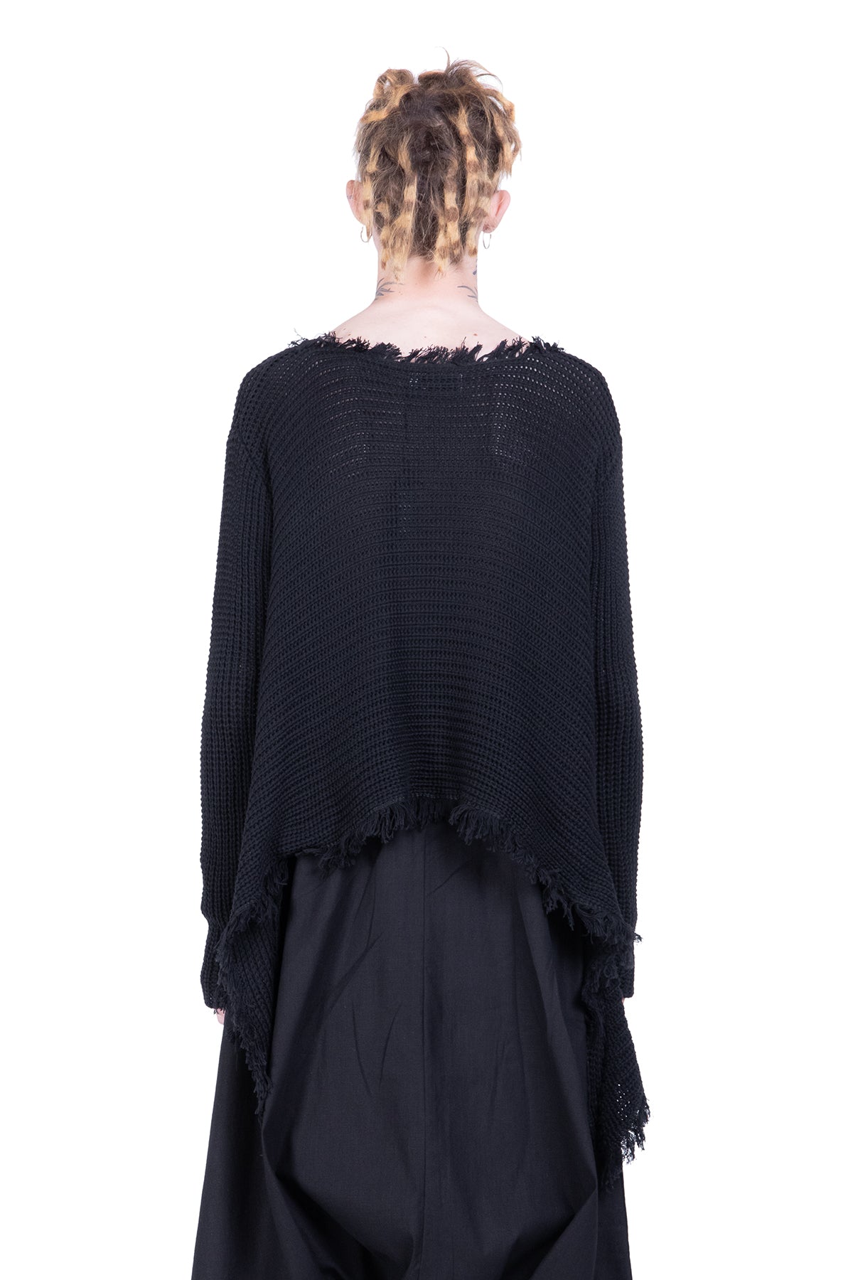Fringed Asymmetric knit sweatshirt - Natural Born Humans Store