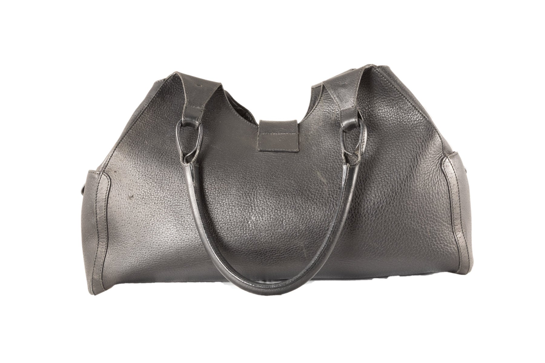 Borsa anni 2000 Salvatore Ferragamo in pelle nera con manici e chiusura a gancio | Salvatore Ferragamo 2000s bag. - Natural Born Humans Store