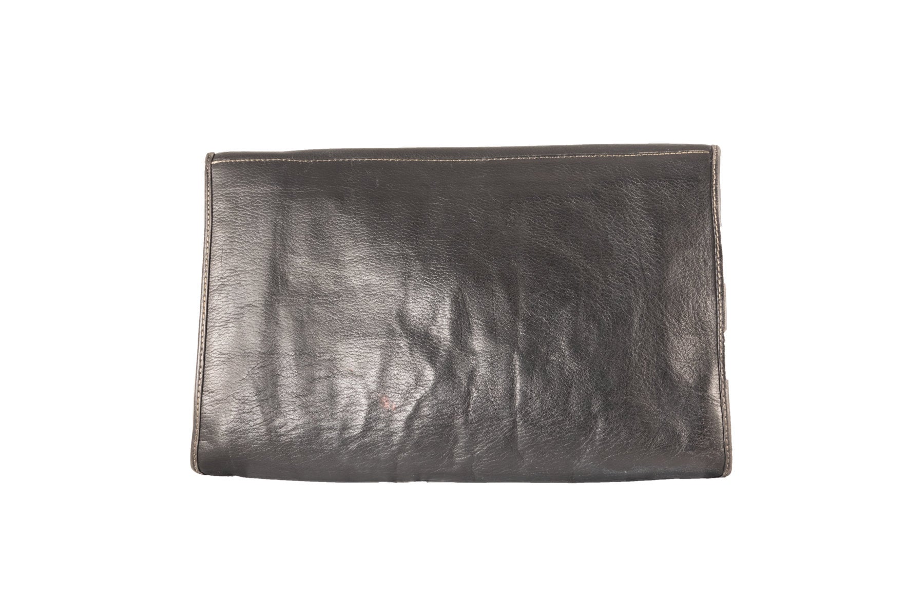 Pochette Gianfranco Ferrè anni '80 in pelle nera con chiusura magnetica | Gianfranco Ferrè 80s pochette. - Natural Born Humans Store