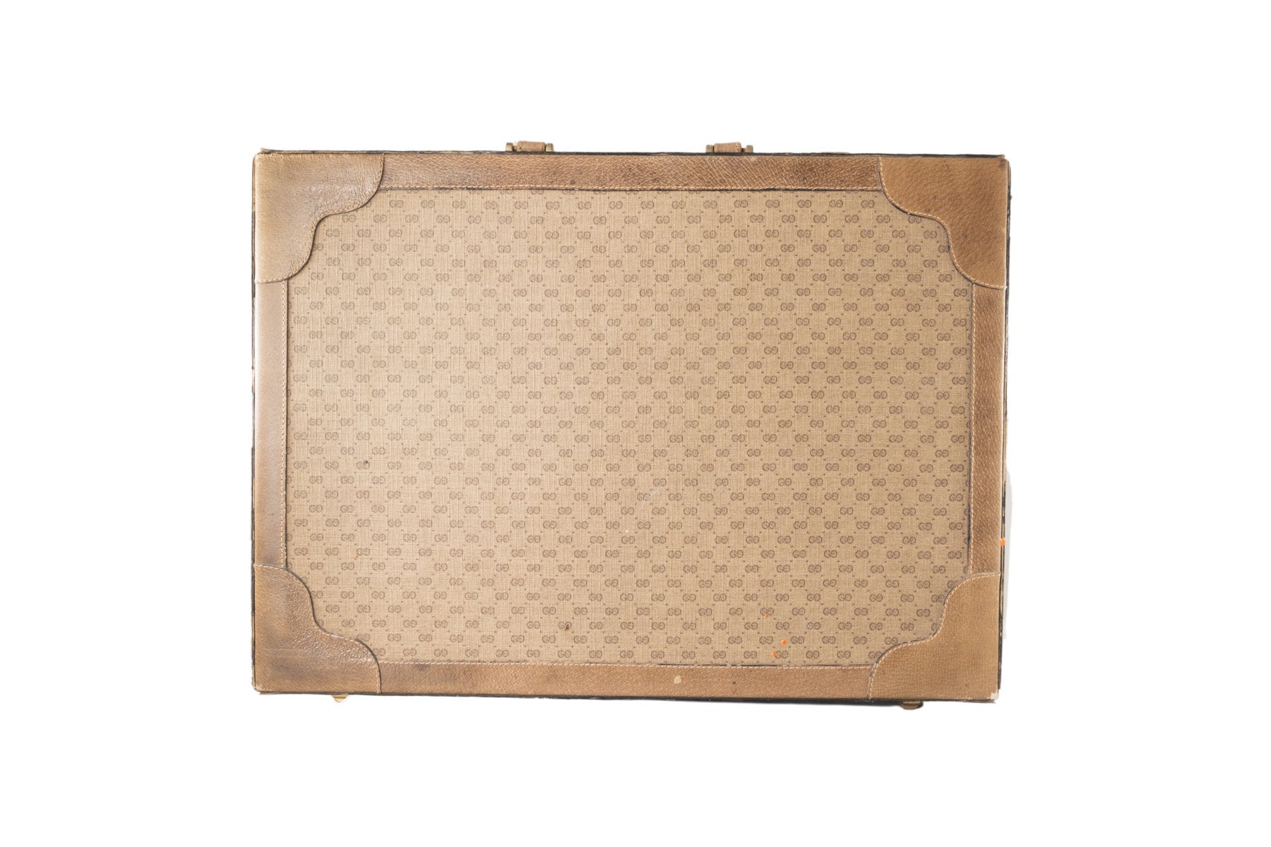 Valigia 24 ore Gucci anni '70 in pelle con chiusura a scatto con lucchetto, fantasia GG | Gucci Squarish Case. - Natural Born Humans Store