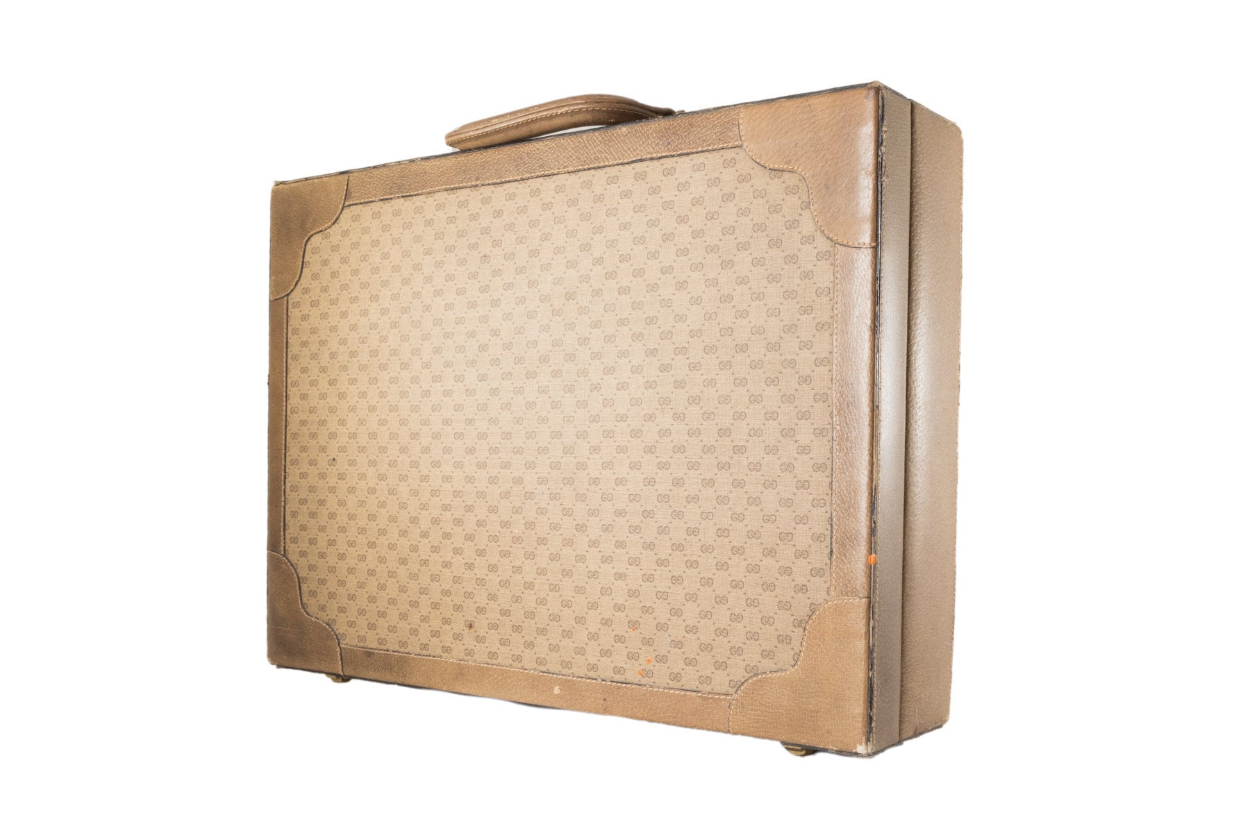 Valigia 24 ore Gucci anni '70 in pelle con chiusura a scatto con lucchetto, fantasia GG | Gucci Squarish Case. - Natural Born Humans Store