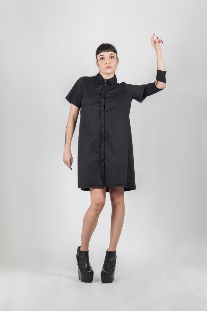 Black shirt net dress - Natural Born Humans Store