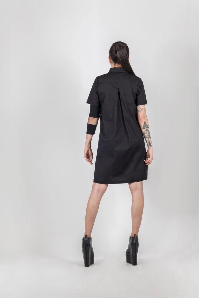Black shirt net dress - Natural Born Humans Store